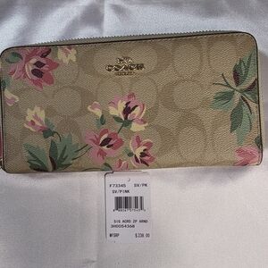 Coach Floral Pink and Green Wallet
